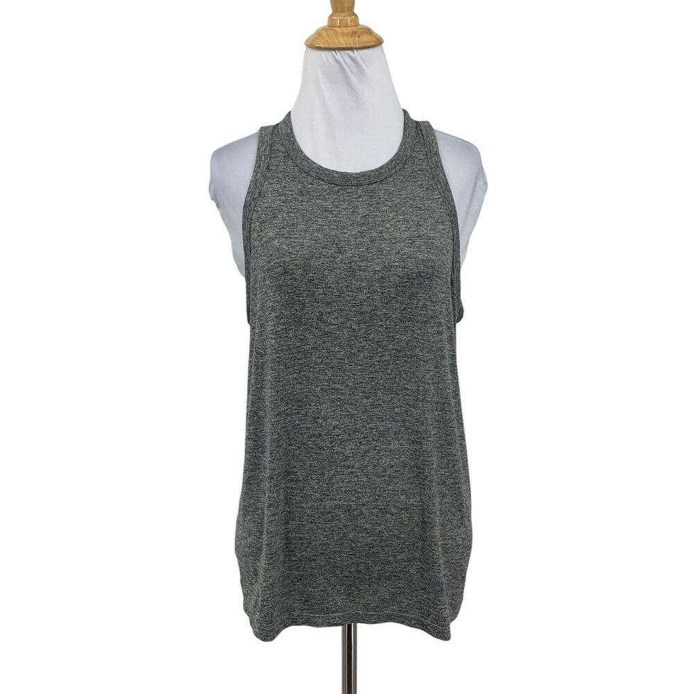 Fabletics Tank Top Women S Small Heather Grey Cutout Twist Back Sleeveless Shirt